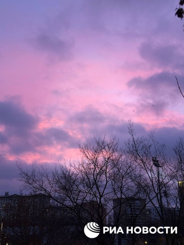 Фиолетовое небо наблюдали москвичи утром в пятницу
