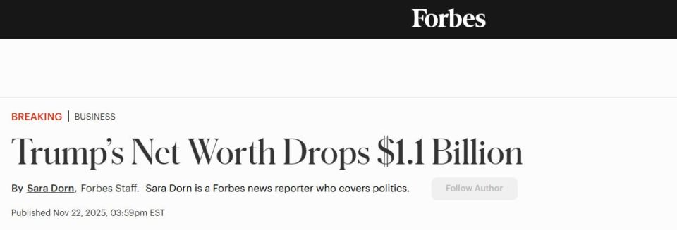 Forbes: Трампа оеднел на $1,1 млрд