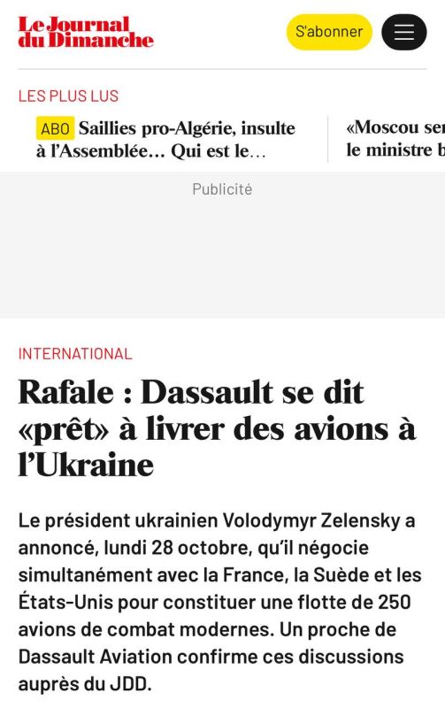  :   Dassault Aviation      Rafale     - Le Journal du Dimanche