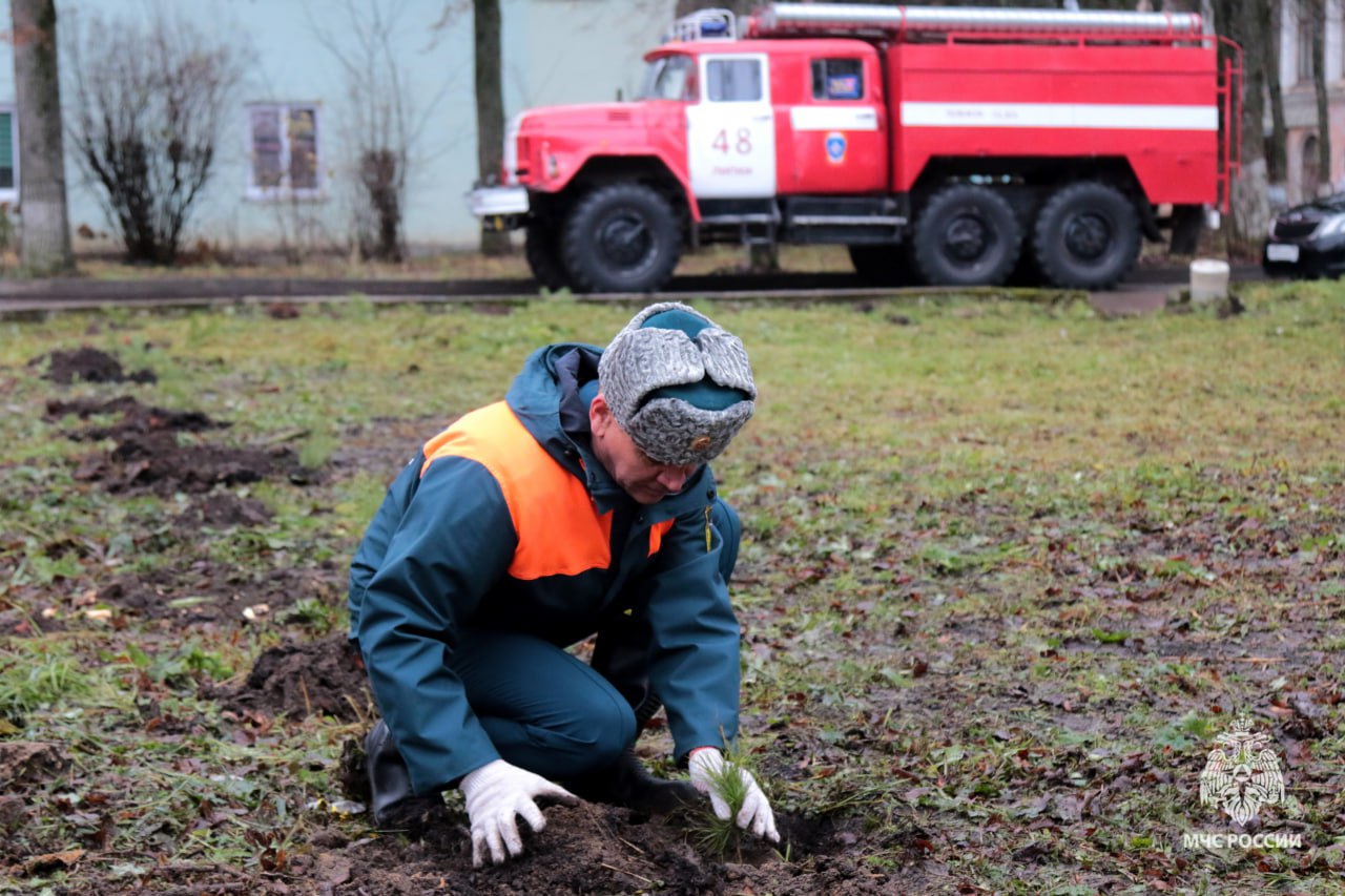 В Тульской области спасатели высадили памятную аллею деревьев в честь 35-летия МЧС России В Тульской области спасатели высадили памятную аллею деревьев в честь 35-летия МЧС России