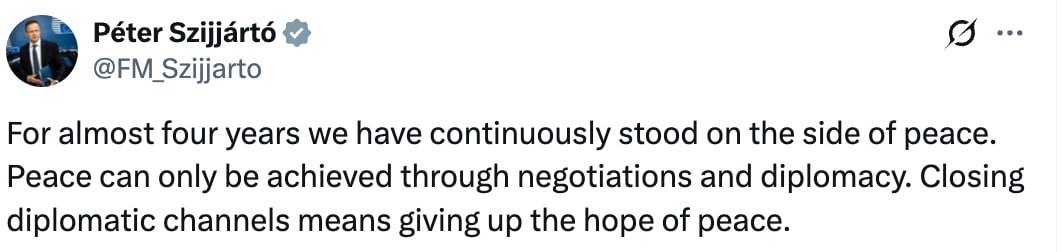 Глава венгерского МИД Петер Сийярто призывает ЕС вести переговоры, а не прятать голову в песок