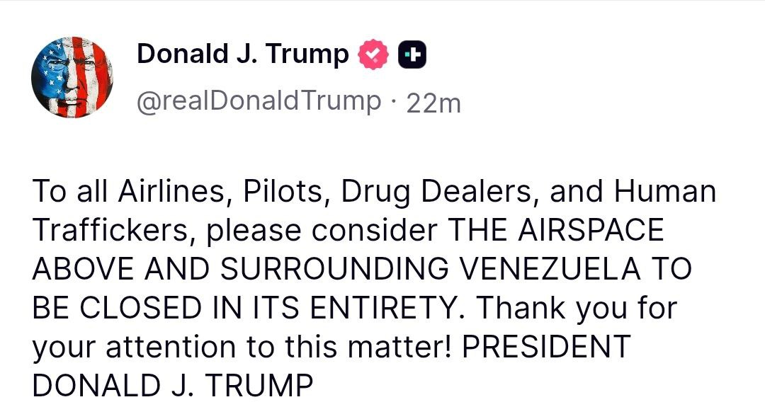 Олег Царёв: Трамп объявил об установлении бесполетной зоны над Венесуэлой: