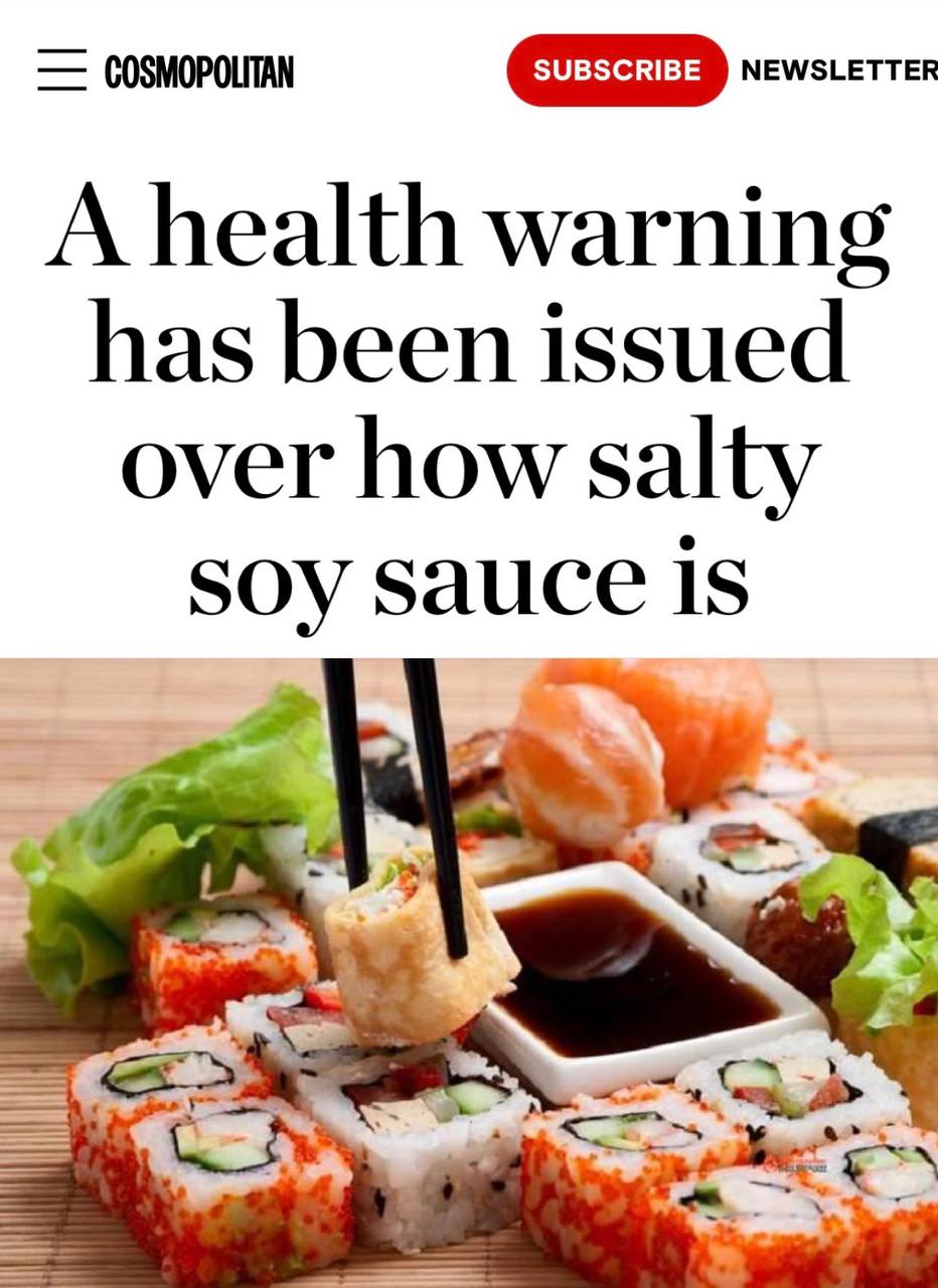 «Выпущено предупреждение о вреде для здоровья из-за того, насколько солёным является соевый соус»: Потребление суши и роллов с соевым соусом увеличивает риск инсульта