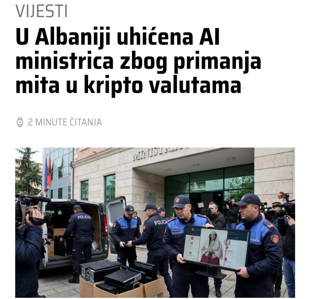 Олег Царёв: Читаю новость:. В Албании ИИ-министр брал взятки