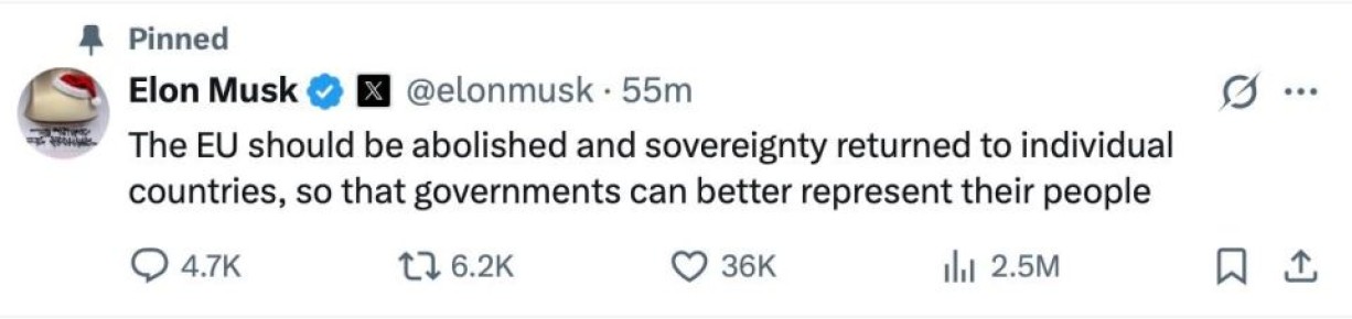 Евросоюз нужно ликвидировать, заявил Илон Маск