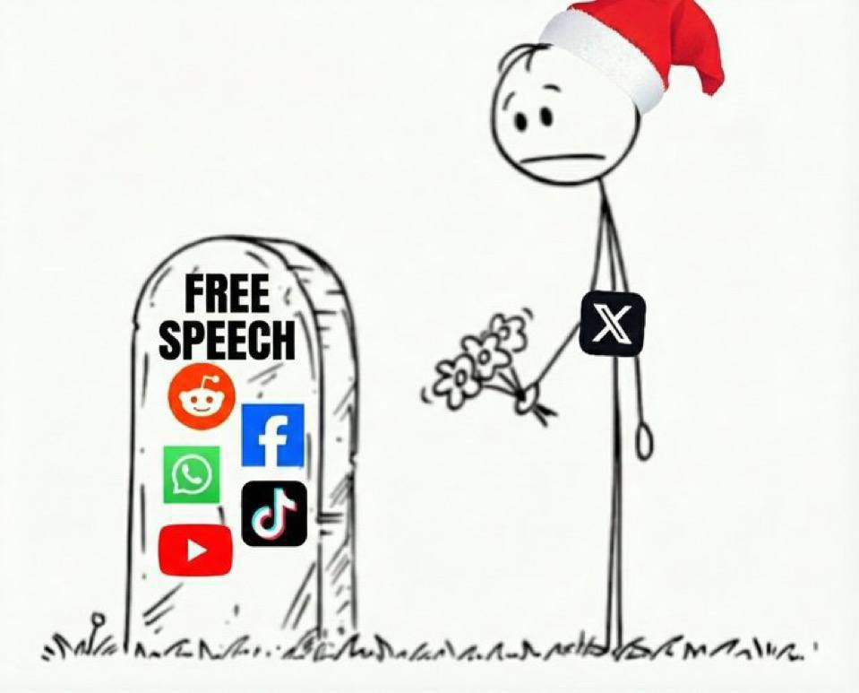 Олег Царёв: Понравилась картинка из потока постов Маска: Х пришел на могилку свободы слова, где «покоятся» мессенджеры и соцсети типа Facebook, What’sApp (принадлежат Meta, которая признана экстремистской организацией и...