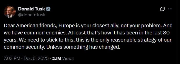 Польского премьера Туска корежит отход США от привычных со времен холодной войны антироссийских установок: