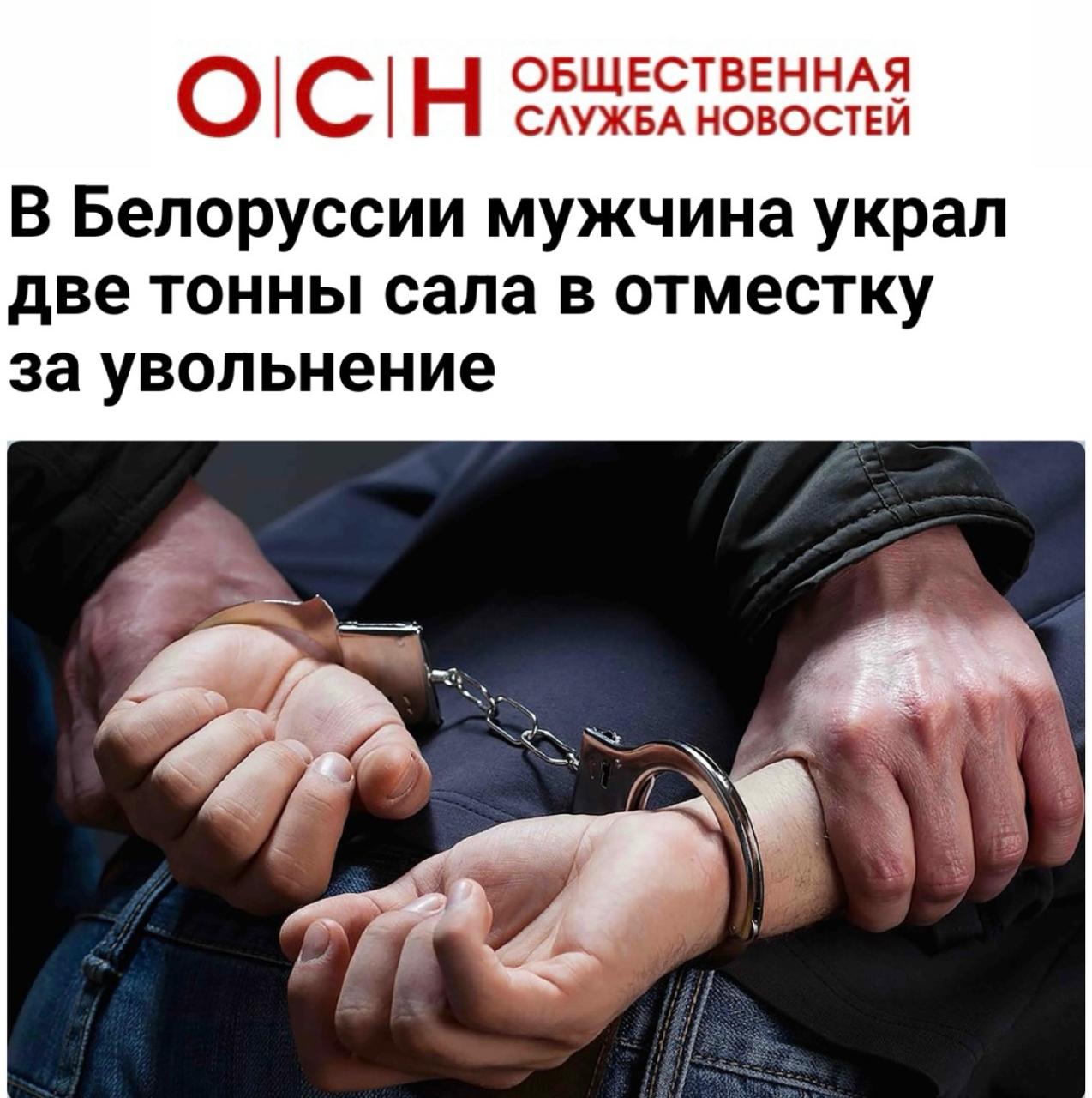 «В Белоруссии мужчина украл две тонны сала в отместку за увольнение»: Месть работодателям вышла на новый уровень