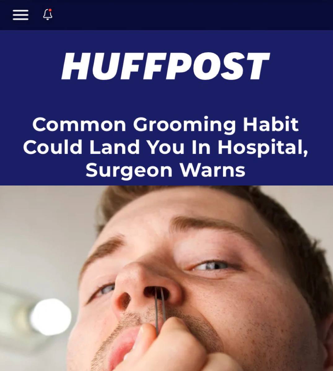 «Хирург предупреждает - привычка ухаживать за собой может привести к госпитализации»: Выщипывание волос в носу может спровоцировать сепсис