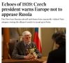 The Sunday Times: чешский президент Петр Павел призвал Европу «не умиротворять Россию» и «применять более жесткие меры», в том числе сбивать российские самолеты и беспилотники
