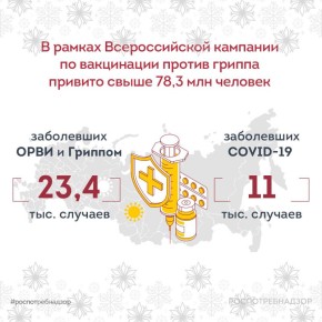 В Российской Федерации заболеваемость респираторными инфекциями в целом соответствует сезонным уровням, при этом продолжается рост заболеваемости ОРВИ и гриппом