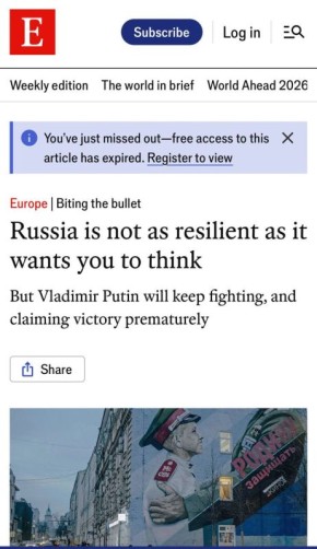 Россия не так устойчива, как хочет показаться, пишет нам журнал “The Economist”, который почти 13 лет назад писал нам про начало конца Владимира Путина