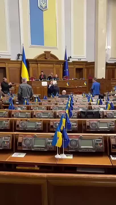 Депутаты Верховной Рады Украины устроили потасовку перед началом заседания из-за того, что нардеп Безуглая заблокировала трибуну