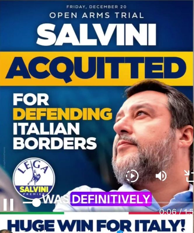 Алексей Пушков: Глава итальянской правоконсервативной партии "Лига" (в прошлом "Лига Севера") Маттео Сальвини, входящий в нынешнее правительство Италии, был оправдан Верховным судом по делу о введенной им в бытность...