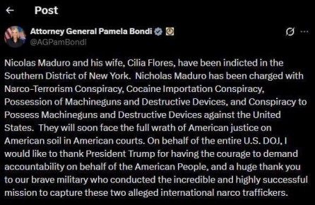 WarGonzo: Венесуэльского лидера обвинили в наркотерроризме в США