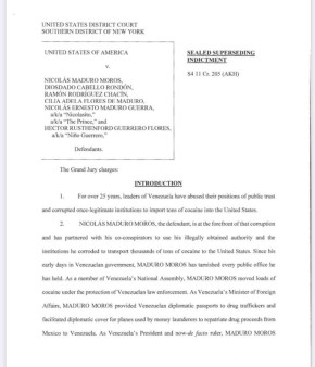 Генеральный прокурор США Бонди рассекретила обвинительное заключение против Николаса Мадуро