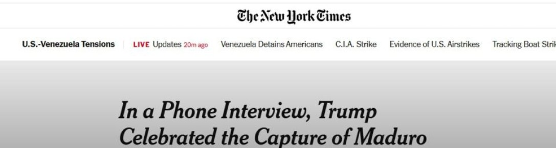 The New York Times: Короткий ночной разговор Трампа с журналистом об операции в Венесуэле