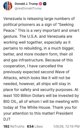 Дональд Трамп отменил вторую серию атак по Венесуэле благодаря сотрудничеству между странами
