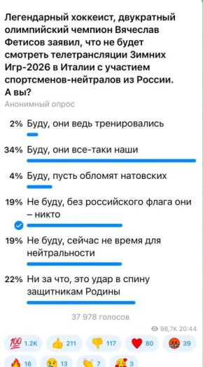 Александр Коц: 34 процента подписчиков будут смотреть Зимние Игры -2026