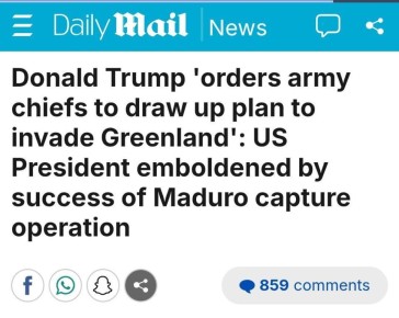 Daily Mail: Дональд Трамп «приказывает начальникам штабов армии разработать план вторжения в Гренландию»: президент США воодушевлен успехом операции по захвату Мадуро