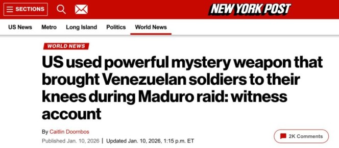 New York Times сообщает о суперсекретном оружии, которое применили американские спецназовцы во время операции по захвату президента Венесуэлы