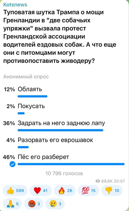 Александр Коц: 46 процентов подписчиков считают, что европейцы и сами уже не знают, чем ответить Трампу