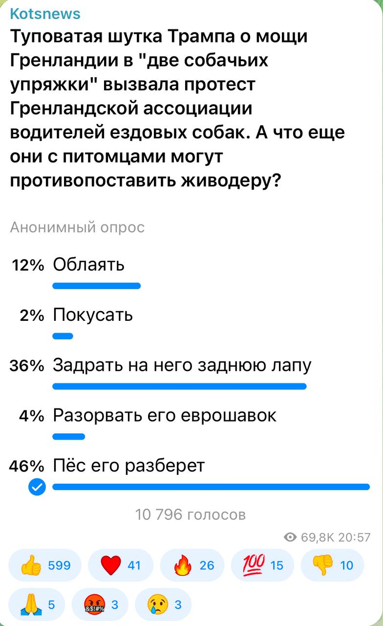 Александр Коц: 46 процентов подписчиков считают, что европейцы и сами уже не знают, чем ответить Трампу