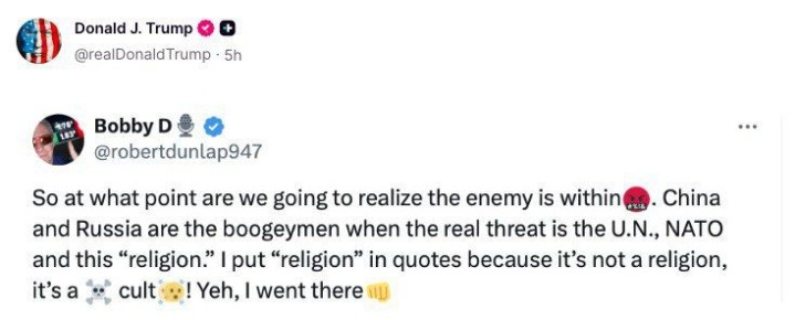 ������� ����� � Truth Social ��������� ��������� � ���, ��� ��������� ������ ��� ��� - ��� ��� � ����, � �� ����� � ������: