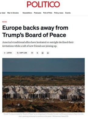 Politico: Европа отходит от «Совета мира» Трампа