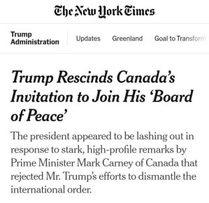 Трамп отозвал своё приглашение в «Совет мира», отправленное канадскому лидеру