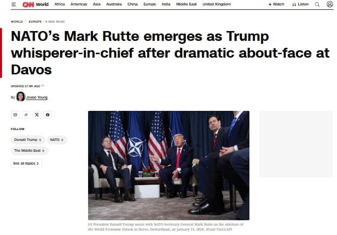 В Давосе всё пошло не по сценарию: вместо военной эскалации и торговой войны — сделка по Гренландии