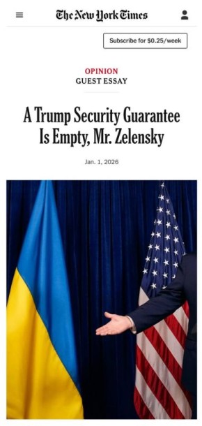 Алексей Журавлев: Ловить нечего: вот почему гарантии безопасности Трампа не помогут Киеву - The New York Times