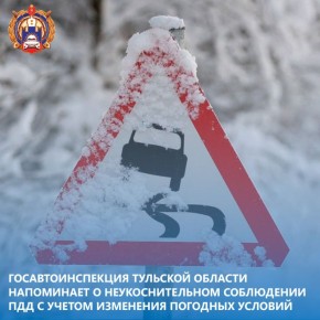Госавтоинспекция Тульской области информирует об ухудшении погодных условий на территории региона