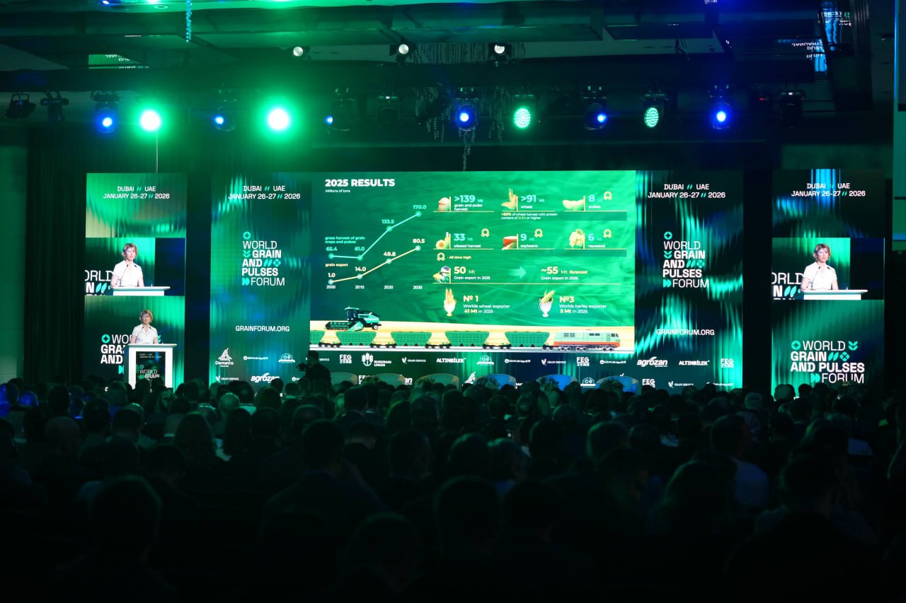 Россия – надежный партнер на мировом рынке зерна и масложировой продукции, заявила министр сельского хозяйства РФ Оксана Лут на официальном открытии четвертого международного форума World Grain and Pulses Forum 2026 в Дубае Россия – надежный партнер на мировом рынке зерна и масложировой продукции, заявила министр сельского хозяйства РФ Оксана Лут на официальном открытии четвертого международного форума World Grain and Pulses Forum 2026 в Дубае