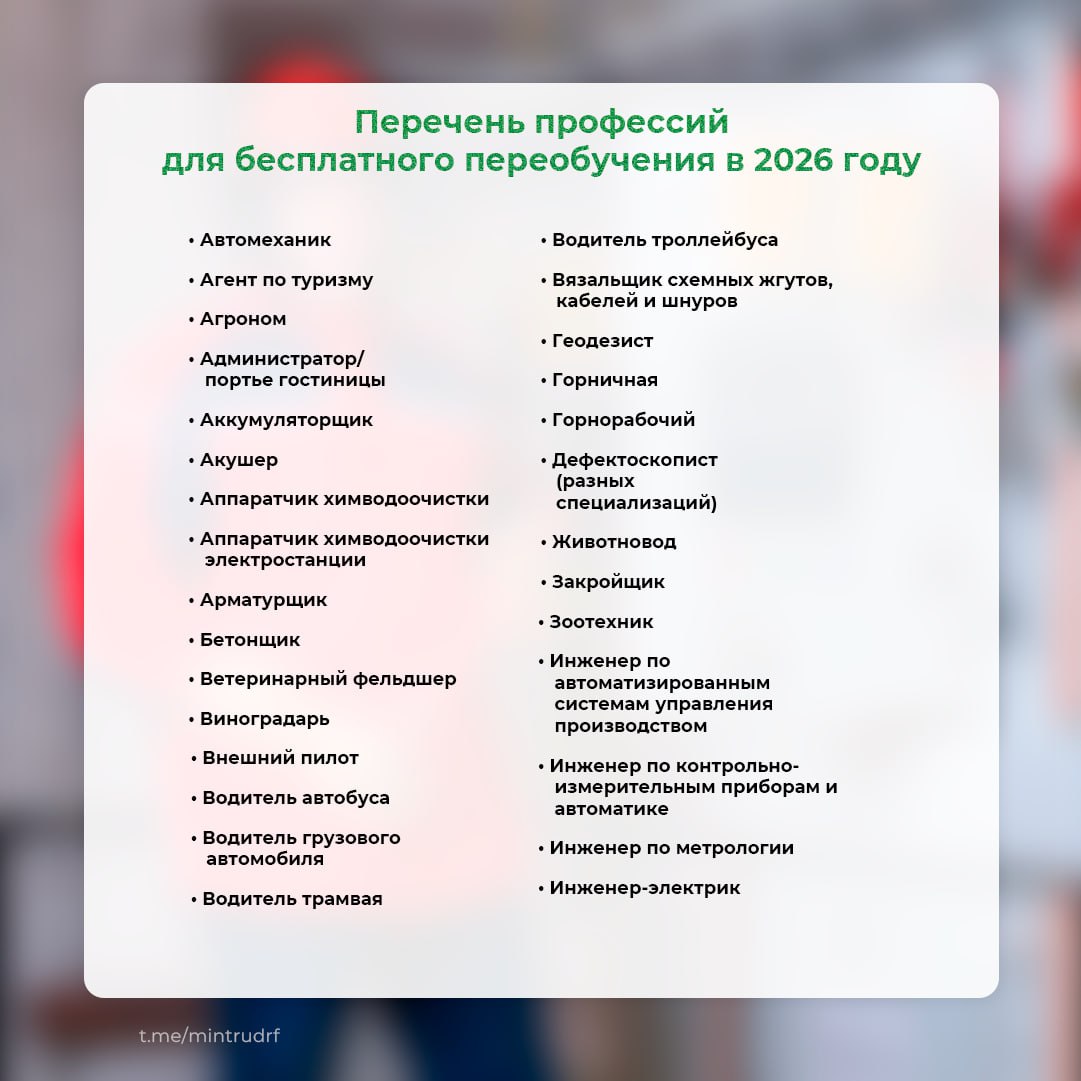 Бесплатное переобучение по нацпроекту «Кадры» - 2026 На какие профессии можно пойти учиться? Бесплатное переобучение по нацпроекту «Кадры» - 2026 На какие профессии можно пойти учиться?