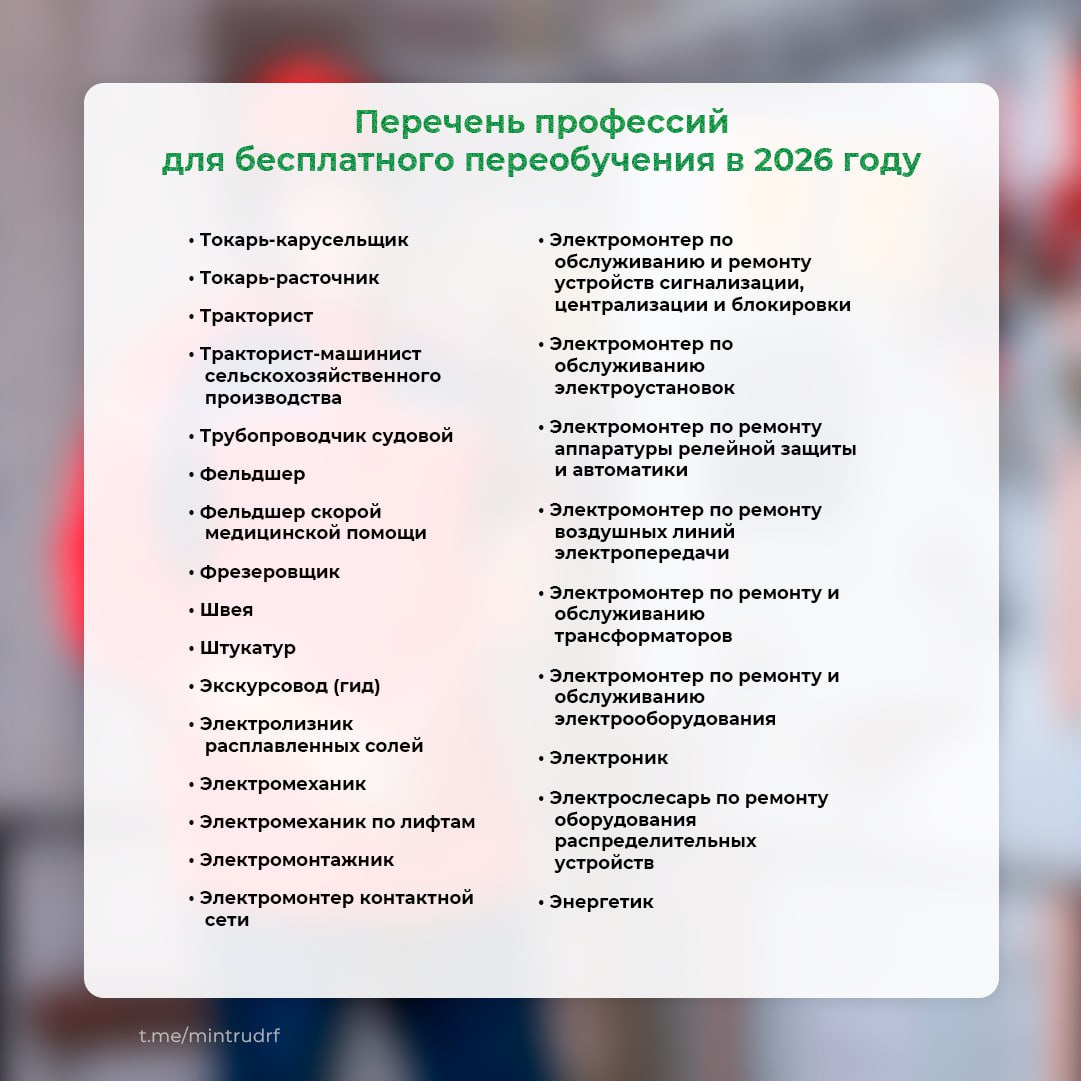 Бесплатное переобучение по нацпроекту «Кадры» - 2026 На какие профессии можно пойти учиться? Бесплатное переобучение по нацпроекту «Кадры» - 2026 На какие профессии можно пойти учиться?