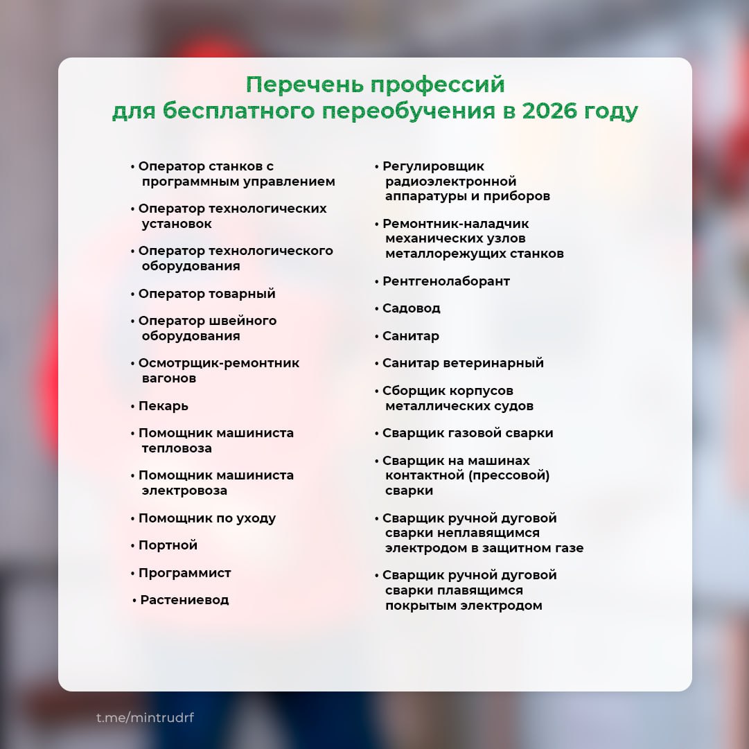Бесплатное переобучение по нацпроекту «Кадры» - 2026 На какие профессии можно пойти учиться? Бесплатное переобучение по нацпроекту «Кадры» - 2026 На какие профессии можно пойти учиться?
