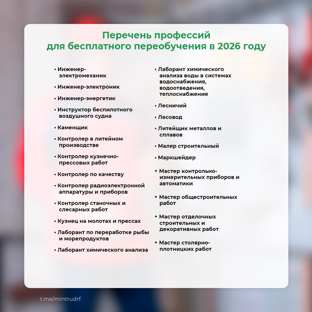 Бесплатное переобучение по нацпроекту «Кадры» - 2026 На какие профессии можно пойти учиться? Бесплатное переобучение по нацпроекту «Кадры» - 2026 На какие профессии можно пойти учиться?