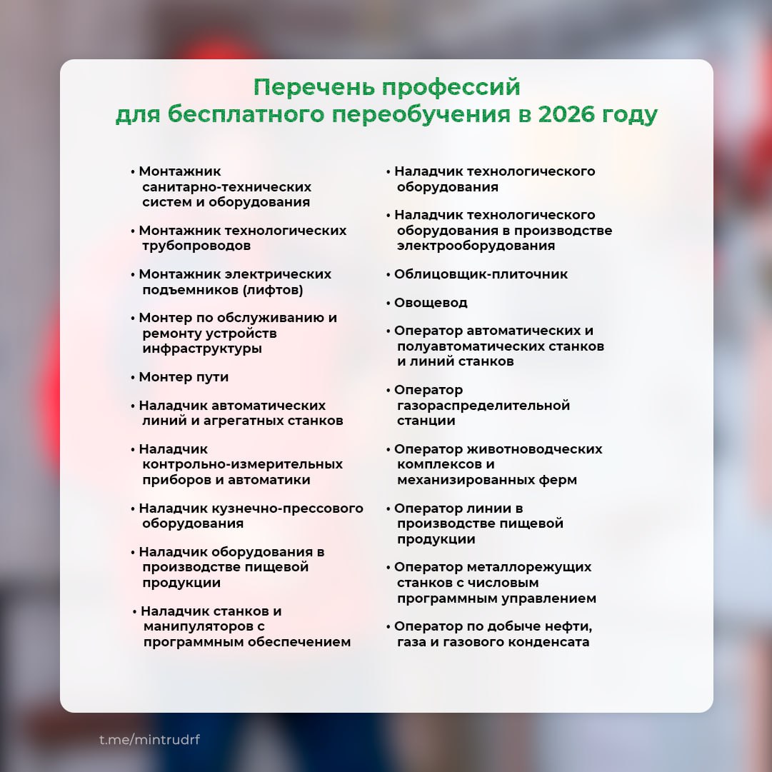 Бесплатное переобучение по нацпроекту «Кадры» - 2026 На какие профессии можно пойти учиться? Бесплатное переобучение по нацпроекту «Кадры» - 2026 На какие профессии можно пойти учиться?