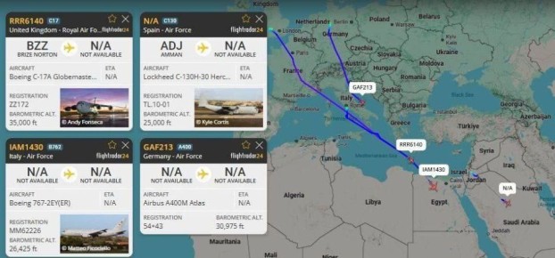 Михаил Онуфриенко: Британские, испанские, немецкие, итальянские транспортные самолёты перелетают на Ближний Восток для обеспечения нападения США и Израиля на Иран