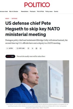 Politico: Хегсет пропускает встречу НАТО, потому что США больше не хотят защищать Европу от России