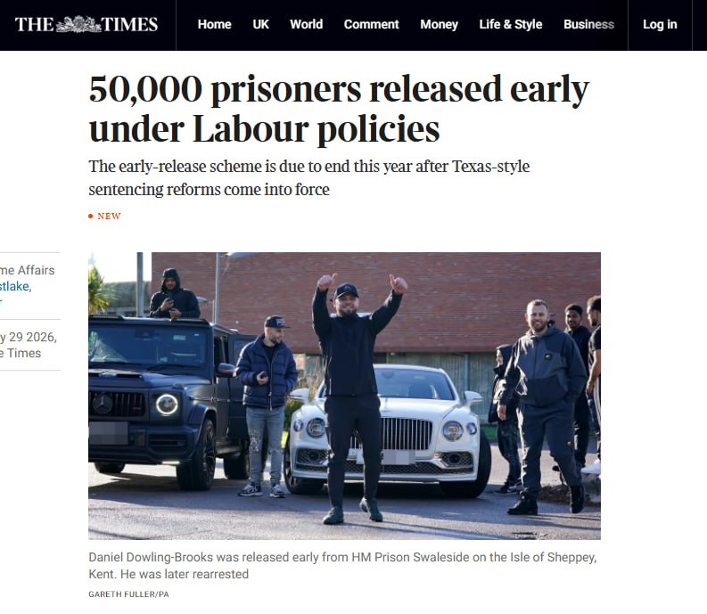 The Times: 50 тысяч заключенных в Британии вышли по досрочно из-за переполненности тюрем