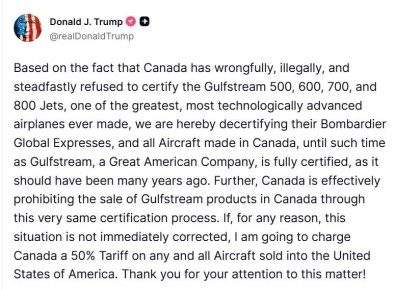 ����� ������, ��� ��������� ������� ������������ ���� ��������� ��������, � ��� ����� Bombardier Global Express