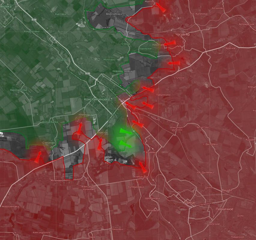 «На Константиновском направлении российские войска захватили населенный пункт Бересток (от него до Константиновки – менее километра)