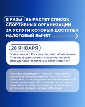 Глава Минспорта: Список спорторганизаций, за услуги которых доступен налоговый вычет, вырастет в разы