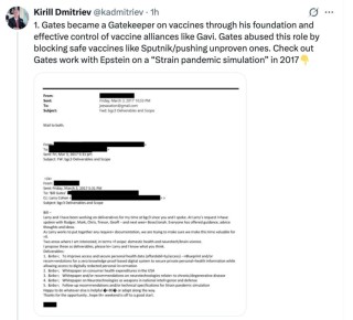 Кирилл Дмитриев прокомментировал обнародованное письмо Джеффри Эпштейна, направленное Биллу Гейтсу, в котором поднимался вопрос вакцин против ковида