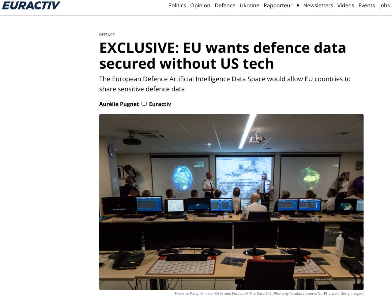 Европейское оборонное агентство планирует к 2030 году создать платформу для обмена военной информацией между странами ЕС без американских технологий, пишет Euractiv