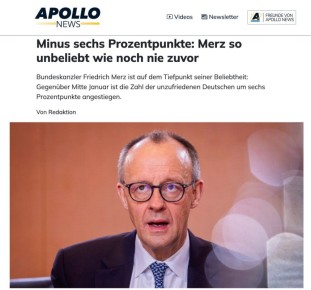 ������� �������� ������� ���� ������������ ������ ������������ � ��������� ����������� ����������� � �� ���� �������� Apollo News �� ������� �� ������ ������� ������ ZDF-Politbarometer