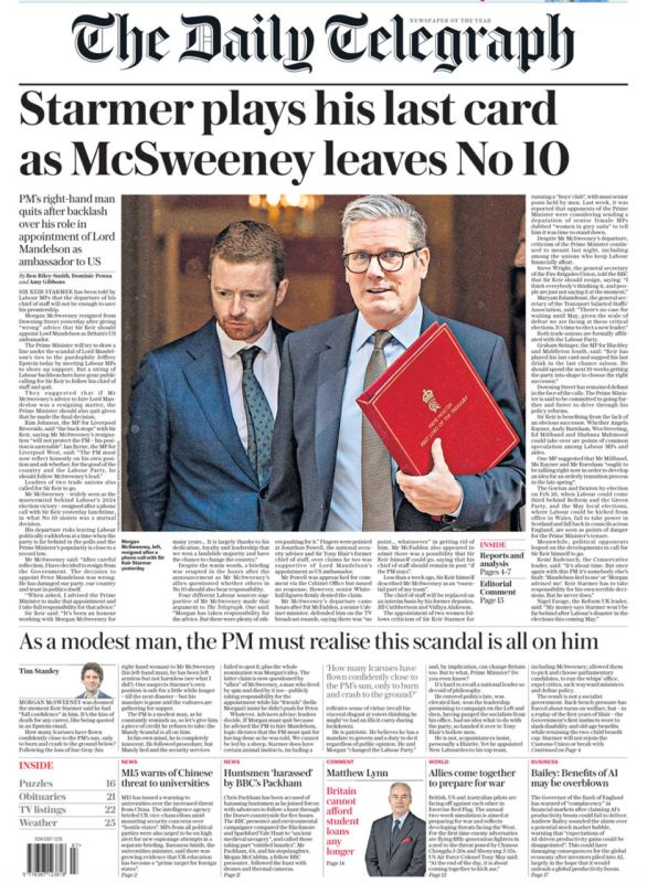 «Стармер игнорирует призывы уйти в отставку, а союзники обвиняют Стритинга в разжигании кризиса»