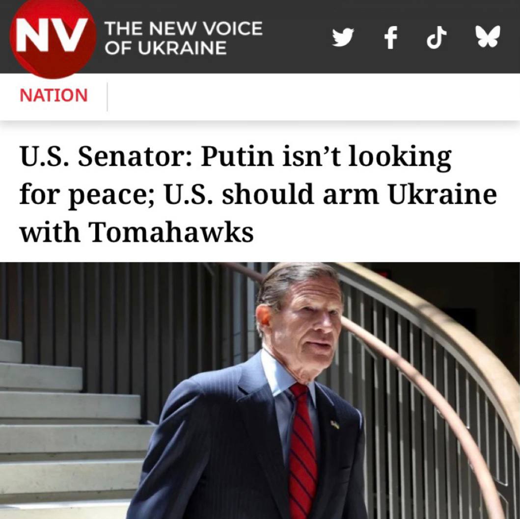 «Путин не ищет мира - США должны вооружить Украину ракетами «Томагавк»: Пока в Женеве проходят мирные переговоры, в Киеве американские сенаторы обещали поставить Украине «Томагавки»